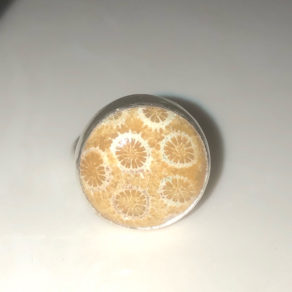 NWOT Artisan fossilized coral sterling silver ring